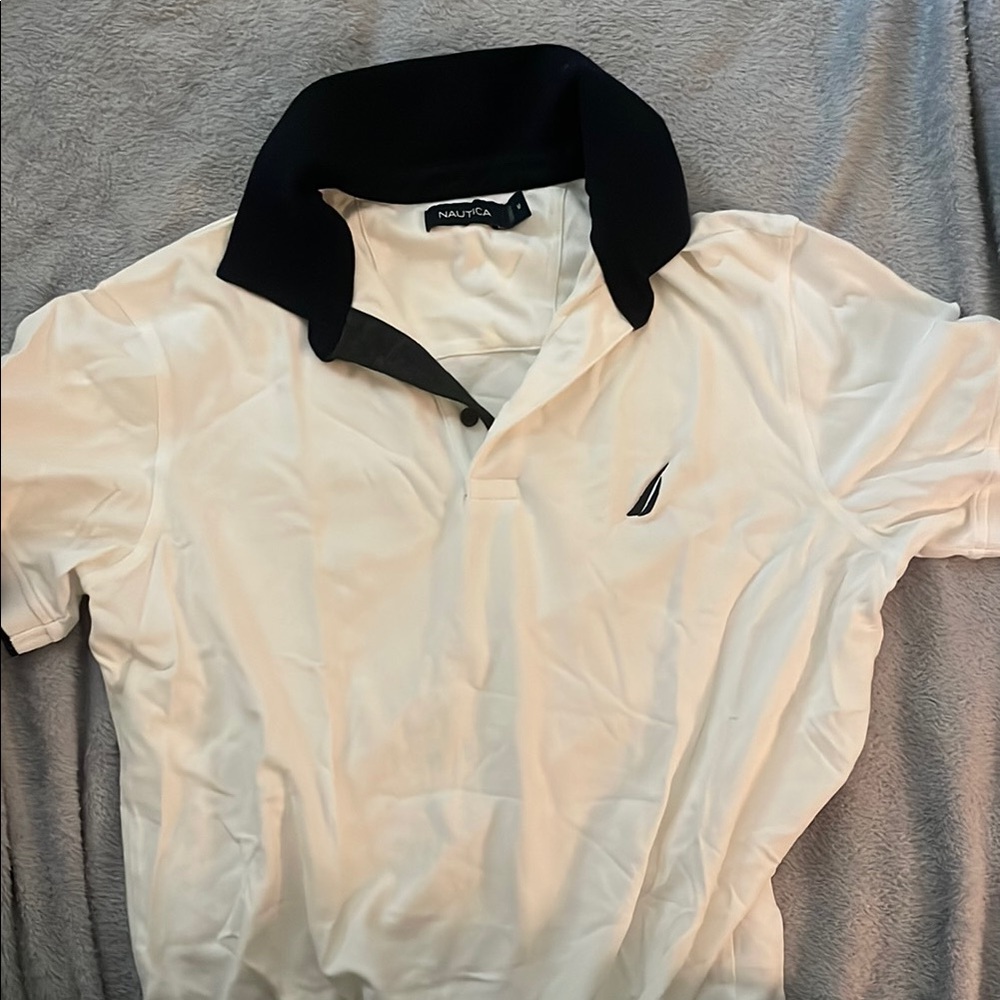 Nautica Black and White Polo Shirt with Striking Contrast
